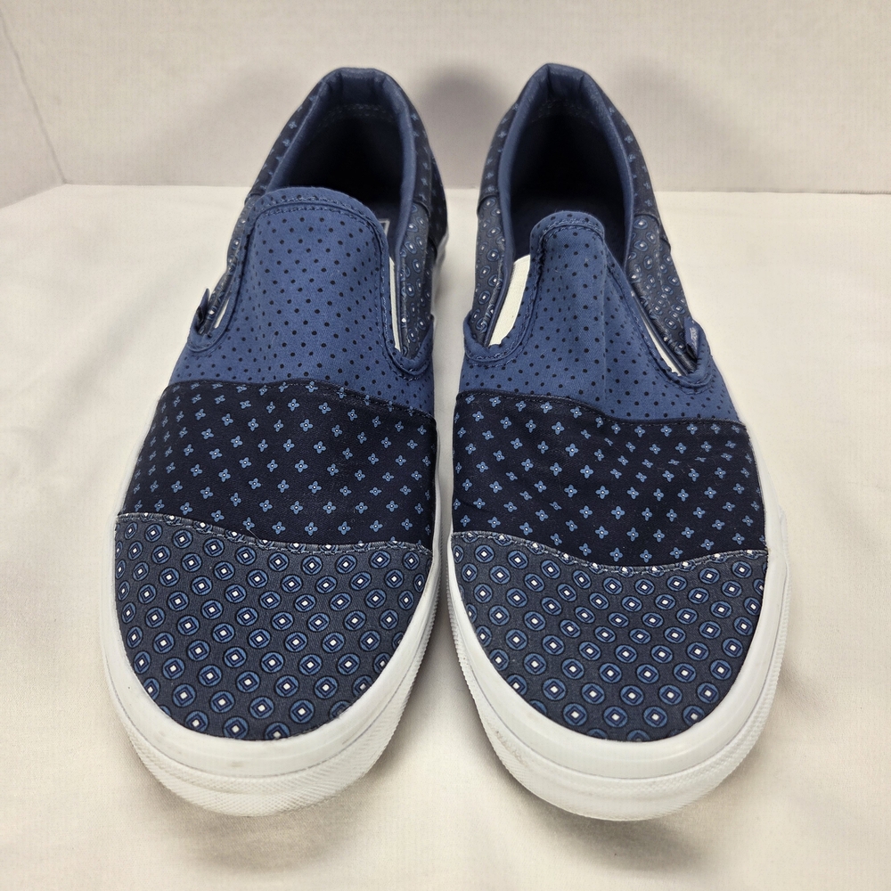 Vans Stylish Blue Patchwork Pattern Slip-On Shoes - image 1
